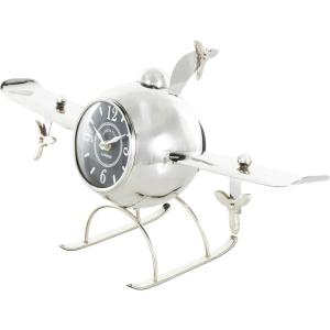 imageThe Novogratz Aluminum Metal Decorative Clock Airplane Mantel Clock Tabletop Clock 16quot x 6quot x 6quot Silver19 x 8 x 10
