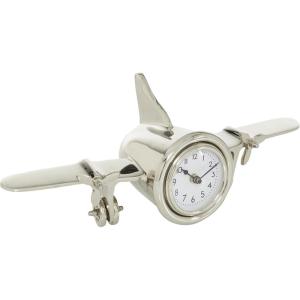 imageThe Novogratz Aluminum Metal Decorative Clock Airplane Mantel Clock Tabletop Clock 16quot x 6quot x 6quot SilverSMALL SIZE
