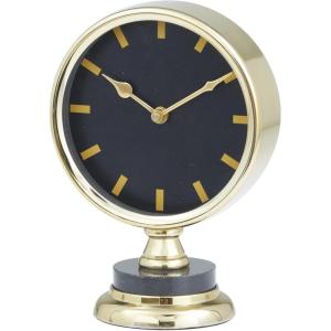 imageThe Novogratz Stainless Steel Metal Decorative Clock Mantel Clock with Black Face Tabletop Clock 6quot x 4quot x 9quot GoldGold