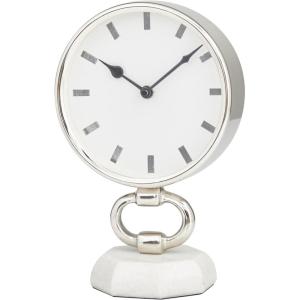 imageThe Novogratz Stainless Steel Metal Decorative Clock Mantel Clock with Black Face Tabletop Clock 6quot x 4quot x 9quot GoldSilver