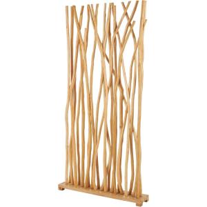 imageDeco 79 Teak Wood Tree Handmade Partition Room Divider Screen Single Panel Privacy Screen with Raw Branches Room Partition 40quot x 8quot x 80quot Light BrownLight Brown