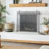 imageDeco 79 Metal Geometric Living Room Fireplace Screen Suspended Grid Single Panel Fire Spark Guard with Bolted Detailing Screen 38quot x 9quot x 35quot Black