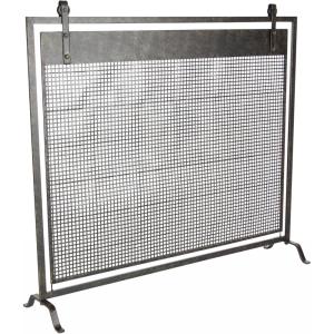imageDeco 79 Metal Geometric Living Room Fireplace Screen Suspended Grid Single Panel Fire Spark Guard with Bolted Detailing Screen 38quot x 9quot x 35quot Black