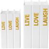 imageDeco 79 Canvas Decorative Box Faux Storage Book Book Shaped Boxes with Gold Live Laugh Love Text Set of 2 Decorative Keepsake Boxes 11quot 9quotH WhiteWhite