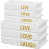 imageDeco 79 Canvas Decorative Box Faux Storage Book Book Shaped Boxes with Gold Live Laugh Love Text Set of 2 Decorative Keepsake Boxes 11quot 9quotH WhiteWhite