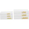 imageDeco 79 Canvas Decorative Box Faux Storage Book Book Shaped Boxes with Gold Live Laugh Love Text Set of 2 Decorative Keepsake Boxes 11quot 9quotH WhiteWhite