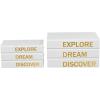 imageDeco 79 Canvas Decorative Box Faux Storage Book Book Shaped Boxes with Gold Live Laugh Love Text Set of 2 Decorative Keepsake Boxes 11quot 9quotH WhiteWhite