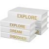 imageDeco 79 Canvas Decorative Box Faux Storage Book Book Shaped Boxes with Gold Live Laugh Love Text Set of 2 Decorative Keepsake Boxes 11quot 9quotH WhiteWhite