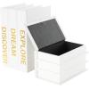 imageDeco 79 Canvas Decorative Box Faux Storage Book Book Shaped Boxes with Gold Live Laugh Love Text Set of 2 Decorative Keepsake Boxes 11quot 9quotH WhiteWhite