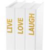 imageDeco 79 Canvas Decorative Box Faux Storage Book Book Shaped Boxes with Gold Live Laugh Love Text Set of 2 Decorative Keepsake Boxes 11quot 9quotH WhiteWhite