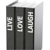imageDeco 79 Canvas Decorative Box Faux Storage Book Book Shaped Boxes with Gold Live Laugh Love Text Set of 2 Decorative Keepsake Boxes 11quot 9quotH WhiteBlack