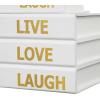 imageDeco 79 Canvas Decorative Box Faux Storage Book Book Shaped Boxes with Gold Live Laugh Love Text Set of 2 Decorative Keepsake Boxes 11quot 9quotH WhiteWhite