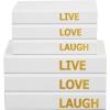 imageDeco 79 Canvas Decorative Box Faux Storage Book Book Shaped Boxes with Gold Live Laugh Love Text Set of 2 Decorative Keepsake Boxes 11quot 9quotH WhiteWhite