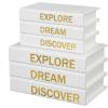 imageDeco 79 Canvas Decorative Box Faux Storage Book Book Shaped Boxes with Gold Live Laugh Love Text Set of 2 Decorative Keepsake Boxes 11quot 9quotH WhiteWhite