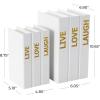imageDeco 79 Canvas Decorative Box Faux Storage Book Book Shaped Boxes with Gold Live Laugh Love Text Set of 2 Decorative Keepsake Boxes 11quot 9quotH WhiteWhite