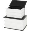 imageDeco 79 Canvas Decorative Box Faux Storage Book Book Shaped Boxes with Gold Live Laugh Love Text Set of 2 Decorative Keepsake Boxes 11quot 9quotH WhiteBlack