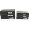 imageDeco 79 Canvas Decorative Box Faux Storage Book Book Shaped Boxes with Gold Live Laugh Love Text Set of 2 Decorative Keepsake Boxes 11quot 9quotH WhiteBlack