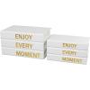 imageDeco 79 Canvas Decorative Box Faux Storage Book Book Shaped Boxes with Gold Live Laugh Love Text Set of 2 Decorative Keepsake Boxes 11quot 9quotH WhiteWhite