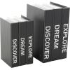 imageDeco 79 Canvas Decorative Box Faux Storage Book Book Shaped Boxes with Gold Live Laugh Love Text Set of 2 Decorative Keepsake Boxes 11quot 9quotH WhiteBlack