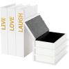 imageDeco 79 Canvas Decorative Box Faux Storage Book Book Shaped Boxes with Gold Live Laugh Love Text Set of 2 Decorative Keepsake Boxes 11quot 9quotH WhiteWhite