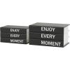 imageDeco 79 Canvas Decorative Box Faux Storage Book Book Shaped Boxes with Gold Live Laugh Love Text Set of 2 Decorative Keepsake Boxes 11quot 9quotH WhiteBlack