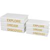 imageDeco 79 Canvas Decorative Box Faux Storage Book Book Shaped Boxes with Gold Live Laugh Love Text Set of 2 Decorative Keepsake Boxes 11quot 9quotH WhiteWhite