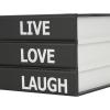 imageDeco 79 Canvas Decorative Box Faux Storage Book Book Shaped Boxes with Gold Live Laugh Love Text Set of 2 Decorative Keepsake Boxes 11quot 9quotH WhiteBlack