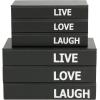 imageDeco 79 Canvas Decorative Box Faux Storage Book Book Shaped Boxes with Gold Live Laugh Love Text Set of 2 Decorative Keepsake Boxes 11quot 9quotH WhiteBlack