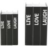 imageDeco 79 Canvas Decorative Box Faux Storage Book Book Shaped Boxes with Gold Live Laugh Love Text Set of 2 Decorative Keepsake Boxes 11quot 9quotH WhiteBlack