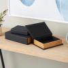imageDeco 79 Faux Leather Decorative Box Book Shaped Book Shaped Boxes Set of 3 Decorative Keepsake Boxes 12quot 10quot 8quotH BrownBlack