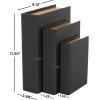 imageDeco 79 Faux Leather Decorative Box Book Shaped Book Shaped Boxes Set of 3 Decorative Keepsake Boxes 12quot 10quot 8quotH BrownBlack