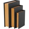imageDeco 79 Faux Leather Decorative Box Book Shaped Book Shaped Boxes Set of 3 Decorative Keepsake Boxes 12quot 10quot 8quotH BrownBlack