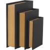 imageDeco 79 Faux Leather Decorative Box Book Shaped Book Shaped Boxes Set of 3 Decorative Keepsake Boxes 12quot 10quot 8quotH BrownBlack