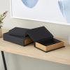 imageDeco 79 Faux Leather Decorative Box Book Shaped Book Shaped Boxes Set of 3 Decorative Keepsake Boxes 12quot 10quot 8quotH BrownBlack