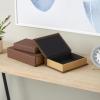 imageDeco 79 Faux Leather Decorative Box Book Shaped Book Shaped Boxes Set of 3 Decorative Keepsake Boxes 12quot 10quot 8quotH BrownBrown