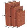 imageDeco 79 Faux Leather Decorative Box Book Shaped Book Shaped Boxes Set of 3 Decorative Keepsake Boxes 12quot 10quot 8quotH BrownCopper