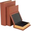 imageDeco 79 Faux Leather Decorative Box Book Shaped Book Shaped Boxes Set of 3 Decorative Keepsake Boxes 12quot 10quot 8quotH BrownCopper