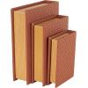 imageDeco 79 Faux Leather Decorative Box Book Shaped Book Shaped Boxes Set of 3 Decorative Keepsake Boxes 12quot 10quot 8quotH BrownCopper