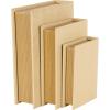 imageDeco 79 Faux Leather Decorative Box Book Shaped Book Shaped Boxes Set of 3 Decorative Keepsake Boxes 12quot 10quot 8quotH BrownCream