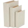 imageDeco 79 Faux Leather Decorative Box Book Shaped Book Shaped Boxes Set of 3 Decorative Keepsake Boxes 12quot 10quot 8quotH BrownCream