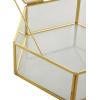 imageDeco 79 Glass Geometric Decorative Jewelry Box Hexagon Jewelry Organizers with Gold Metal Frame and Chain Accent Set of 2 Jewelry Holder 8quot 7quotW Clear8  7W
