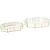 imageDeco 79 Glass Geometric Decorative Jewelry Box Hexagon Jewelry Organizers with Gold Metal Frame and Chain Accent Set of 2 Jewelry Holder 8quot 7quotW Clear14  11W