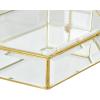 imageDeco 79 Glass Geometric Decorative Jewelry Box Hexagon Jewelry Organizers with Gold Metal Frame and Chain Accent Set of 2 Jewelry Holder 8quot 7quotW Clear10  8W