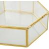 imageDeco 79 Glass Geometric Decorative Jewelry Box Hexagon Jewelry Organizers with Gold Metal Frame and Chain Accent Set of 2 Jewelry Holder 8quot 7quotW Clear8  7W