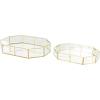 imageDeco 79 Glass Geometric Decorative Jewelry Box Hexagon Jewelry Organizers with Gold Metal Frame and Chain Accent Set of 2 Jewelry Holder 8quot 7quotW Clear14  11W