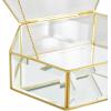imageDeco 79 Glass Geometric Decorative Jewelry Box Hexagon Jewelry Organizers with Gold Metal Frame and Chain Accent Set of 2 Jewelry Holder 8quot 7quotW Clear10  8W
