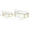 imageDeco 79 Glass Geometric Decorative Jewelry Box Hexagon Jewelry Organizers with Gold Metal Frame and Chain Accent Set of 2 Jewelry Holder 8quot 7quotW Clear10  8W