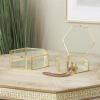 imageDeco 79 Glass Geometric Decorative Jewelry Box Hexagon Jewelry Organizers with Gold Metal Frame and Chain Accent Set of 2 Jewelry Holder 8quot 7quotW Clear8  7W