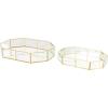 imageDeco 79 Glass Geometric Decorative Jewelry Box Hexagon Jewelry Organizers with Gold Metal Frame and Chain Accent Set of 2 Jewelry Holder 8quot 7quotW Clear14  11W
