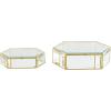 imageDeco 79 Glass Geometric Decorative Jewelry Box Hexagon Jewelry Organizers with Gold Metal Frame and Chain Accent Set of 2 Jewelry Holder 8quot 7quotW Clear10  8W